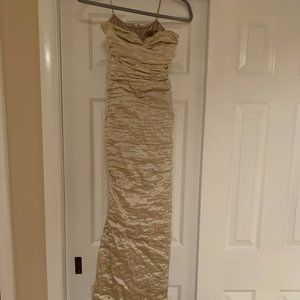 NICOLE MILLER Gold Strapless Gown